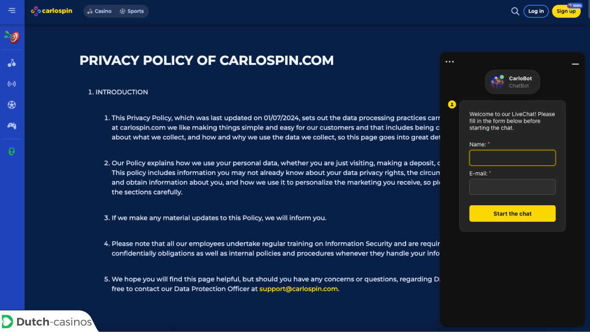 Carlospin Casino klantenservice