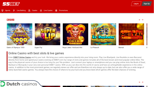 55Bet Casino kort overzicht