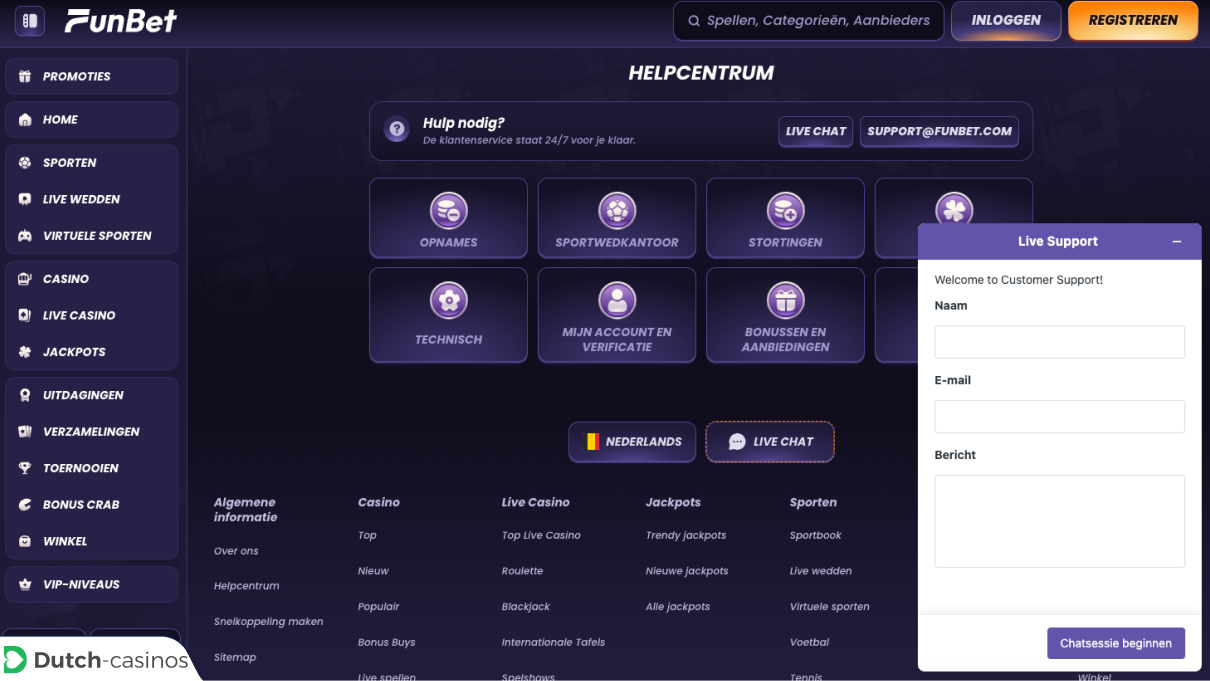 FunBet Casino klantenservice