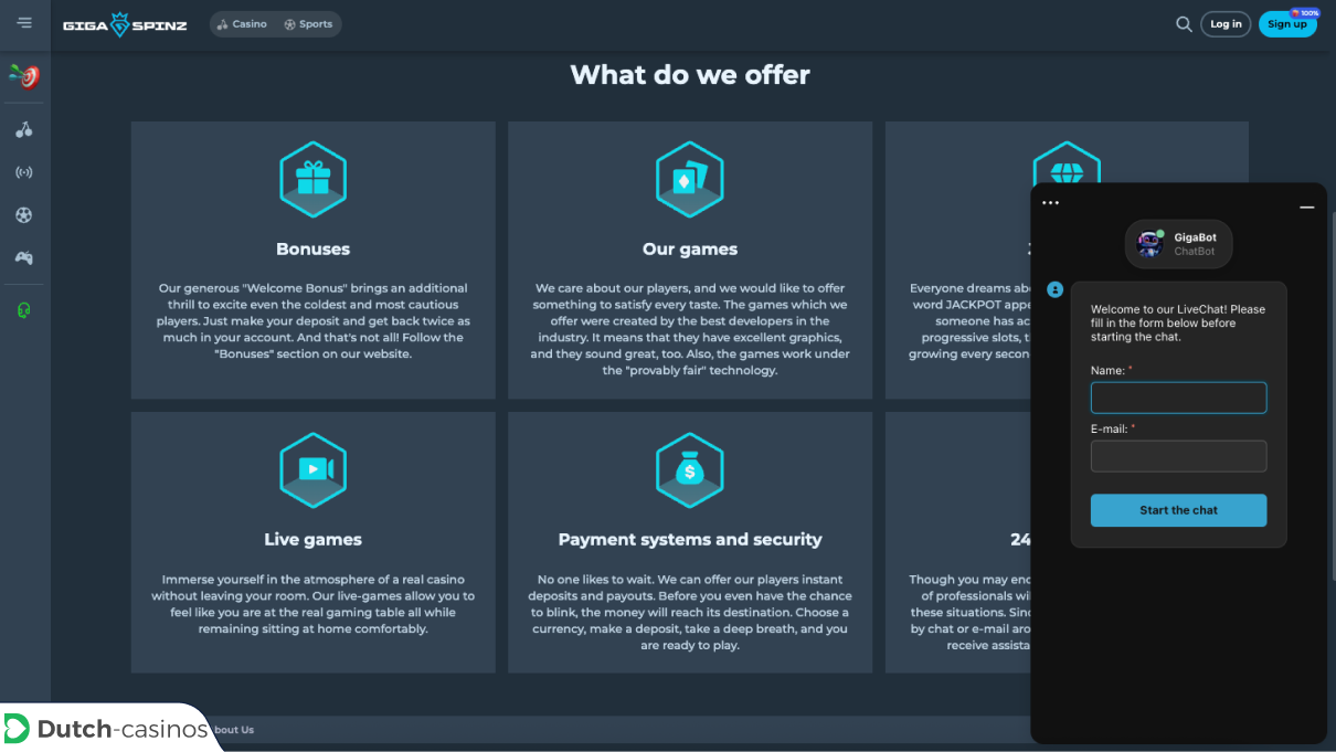 GigaSpinz Casino klantenservice