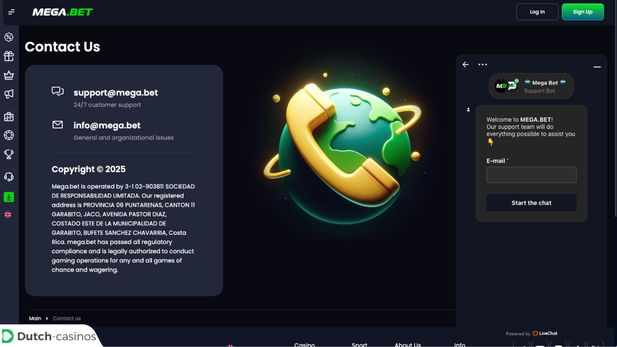 MegaBet Casino klantenservice