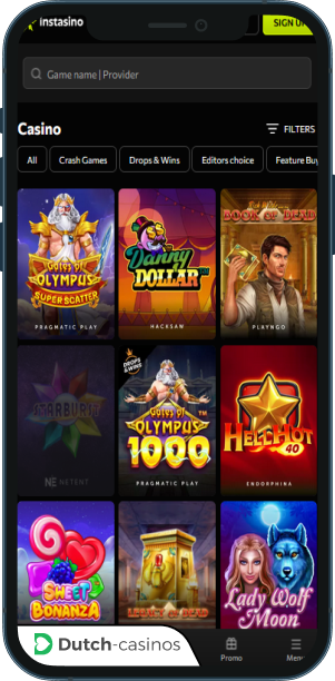 Instasino Casino mobiele app