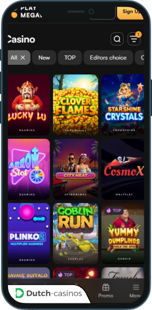 PlayMegaWin mobiele app