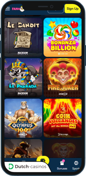 FanoBet mobiele app
