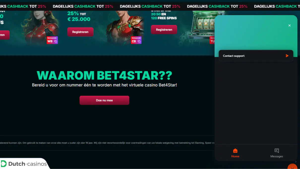 Bet4star Klantenservice van het casino