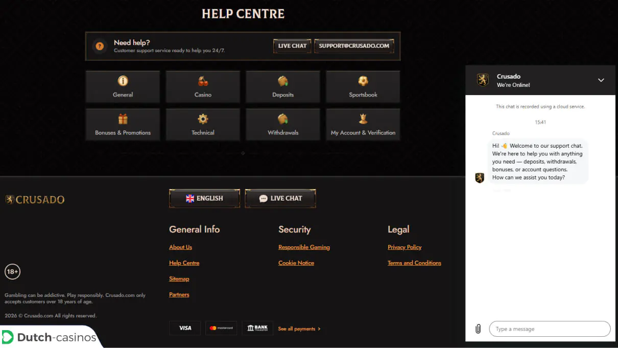 Crusado Klantenservice van het casino
